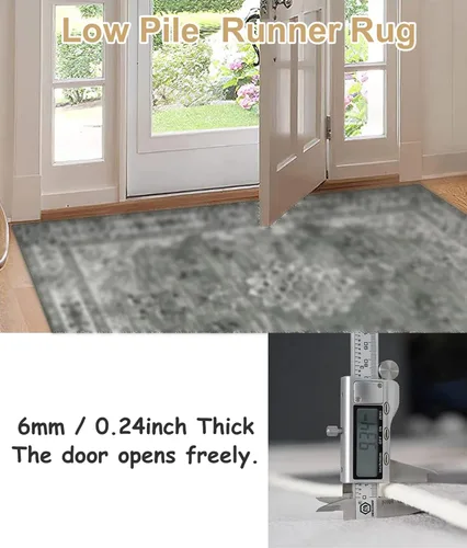 Vista 4 de Runner Rug Green Bedside Runner Mat Non Slip, Kitchen/Bathroom/Laundry Room/RV Carpet Runner Rugs, 100cm to 800cm Long Indoor Corridors Area