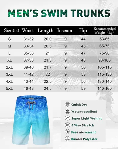 Vista 7 de APTRO Men's Swim Trunks Quick Dry Bathing Suits 9" Mesh Lining Swimsuits Beachwear Board Shorts
