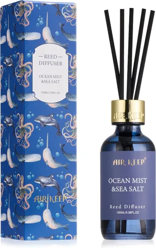 Vista 16 de Airkeep Juego de difusor de junco, 3.38 onzas líquidas, difusor de aceite de playa de coco con 8 varillas de caña, difusor de varillas de fragancia