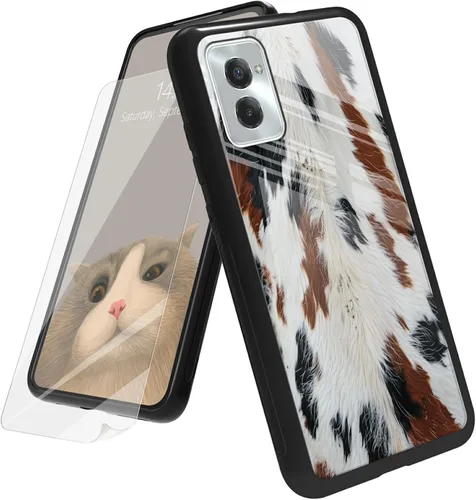 Vista 119 de Funda para Motorola Moto G Play 4G 2024 con protector de pantalla, parte trasera de vidrio templado + funda de silicona suave TPU absorción