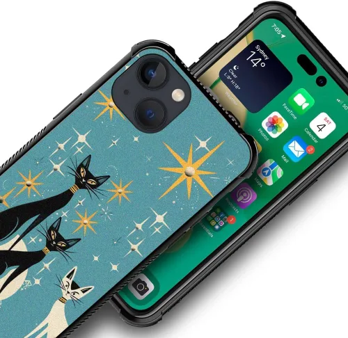 Vista 2 de Compatible con iPhone 13 Mini, diseño de H Art Cat Pattern, H Funda protectora de TPU resistente a arañazos y golpes para iPhone 13 Mini de 5.4