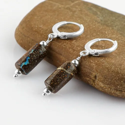 Vista 50 de Aretes de aro de cristal afganita natural Piedras afganas de alto grado Aretes chapados en plata Gota lisa Joyas de piedras preciosas hechas