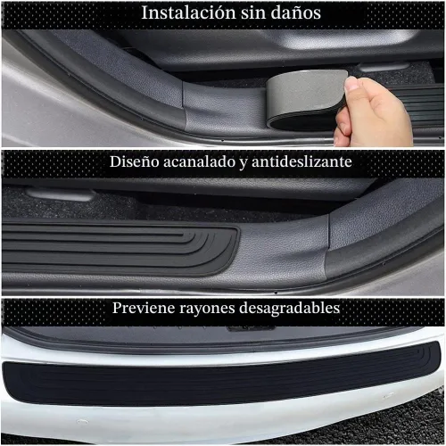 Vista 5 de ASUBHA Protector de parachoques trasero de automóvil, protector de parachoques, almohadilla protectora universal de goma negra contra arañazos