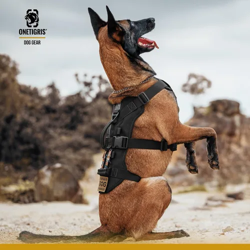Vista 4 de OneTigris Arnés para perro a prueba de escape, arnés para perro sin tirones con asas, arnés táctico multiusos para perros grandes, uso diario