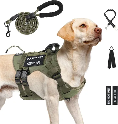 Vista 24 de Arnés táctico sin tirones para perro, tamaño pequeño, chaleco para perro de servicio, S, negro Arnés táctico y correa para perro, arnés ajustable
