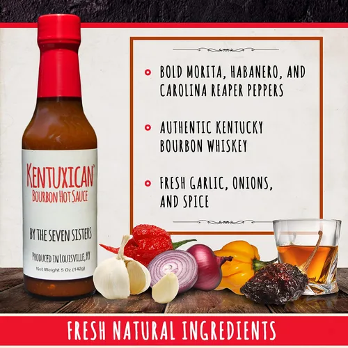 Vista 4 de Kentuxican Salsa picante Bourbon - Salsa picante mexicana prémium hecha con auténtico bourbon de Kentucky, habanero, Carolina Reaper, Chile