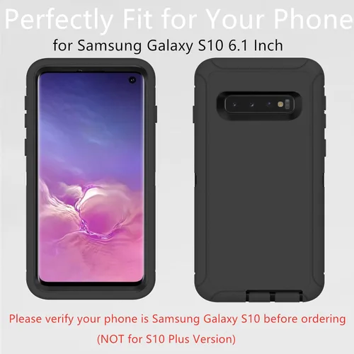 Vista 5 de Funda protectora resistente para Samsung Galaxy S10, resistente a prueba de polvo, a prueba de golpes, protección contra caídas, 3 en 1 para Samsung