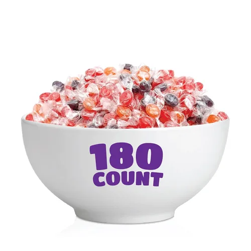 Vista 5 de Fruit Drops Hard Candy - Paquete a granel de 2 libras (alrededor de 180 unidades) - Sabores surtidos - Envueltos individualmente