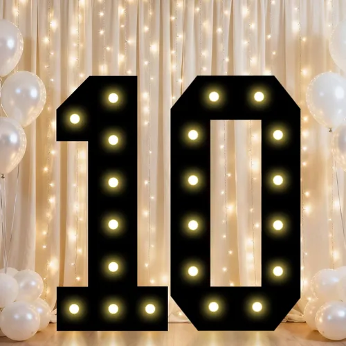 Vista 84 de Pooqla - Números iluminados negros, decoraciones de cumpleaños 50 para hombres Number 50