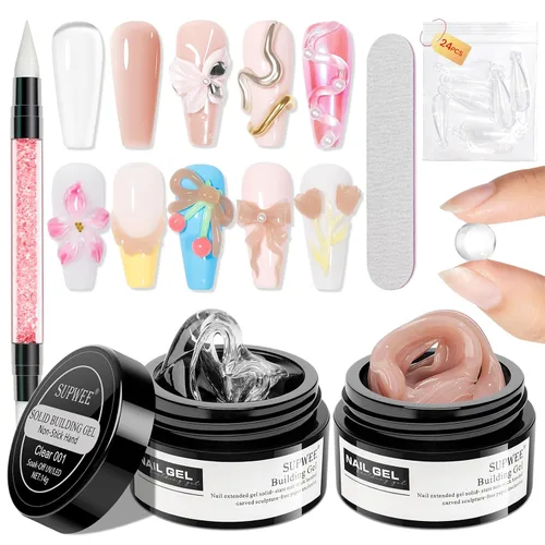 Vista 19 de Gel Constructor Sólido para Uñas - Gel de Arte de Uñas 3D Claro Transparente Antiadherente para Manos para Tallado, Moldeado, Patrones