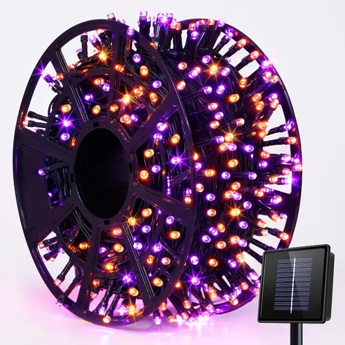 Vista 17 de JMEXSUSS - Paquete de 2, luces solares de Navidad cálidas y multicolor para exteriores, cada una con 100 LED, 10 metros, luces solares impermeables
