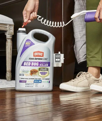 Vista 4 de Ortho Home Defense Max Control de insectos para cama de tres pasos con trampa para insectos, 1 galón de varita mata pulgas y chinches, y polvo mata