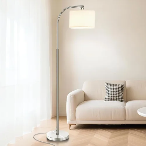 Vista 5 de Floor Lamp for Living Room,Modern Standing Lamps with 9W LED Bulb,65'' Silver Tall Floor Light with Fabric Shade,3 Color Temperatures Tall Lamp for