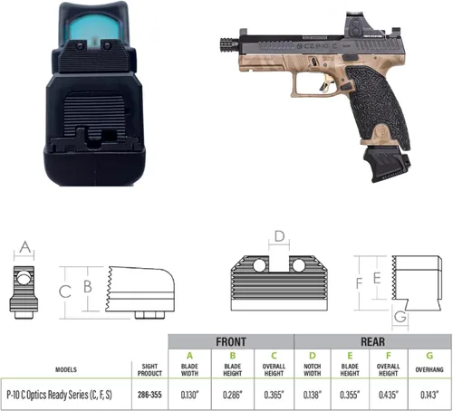 Vista 6 de Night Fision Optics Ready Stealth .286-.355 Night Sight Set Compatible with CZ P-10 C/F/S Designed for Lower 1/3rd