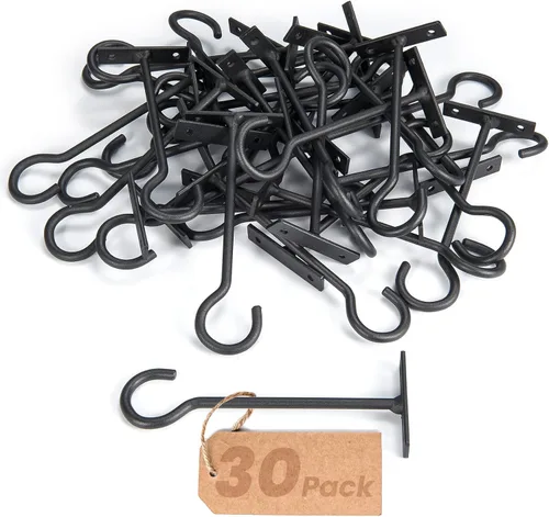 Vista 8 de Ganchos para plantas, paquete de 2 soportes de metal para colgar plantas de 6 pulgadas, gancho decorativo para comederos de pájaros, macetas, Negro