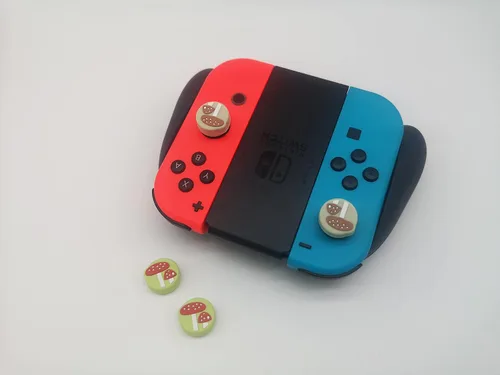 Vista 4 de Ocanblu - Cute Mushroom Thumb Grip Caps Compatible with Nintendo Switch Switch OLED Switch Lite Soft Silicone Joystick Caps 4PCS