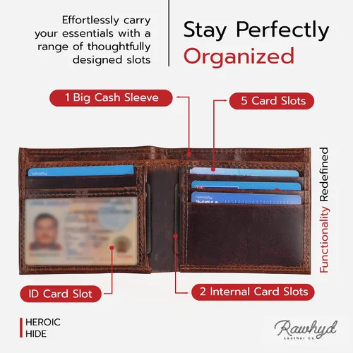 Vista 5 de RAW HYD Carteras de línea de servicio, Línea Roja Bi-fold, Línea Roja Bifold