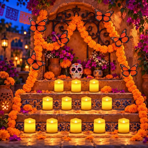 Vista 8 de 20 piezas de decoración del Día de los Muertos, color naranja oscuro
