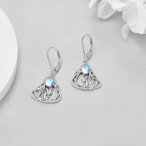 Vista 4 de WINNICACA Aretes colgantes de plata esterlina s925 con diseño de tortuga marinamedusapulpounicornioranazorrolobojirafa, hongos, animales, joyería