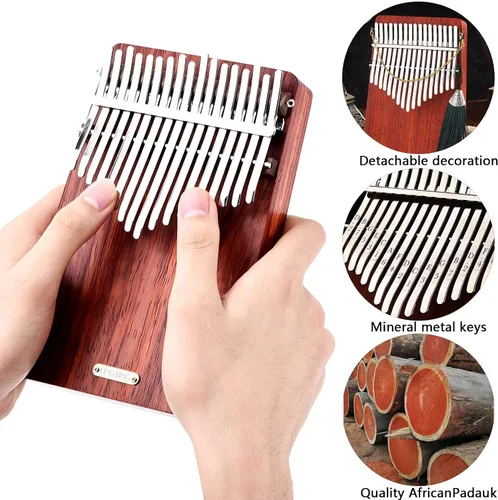 Vista 2 de LingTing Kalimba - Piano de pulgar de 17 teclas Mbira, regalo para adultos principiantes profesionales (LT-K17A, susurrador de viento)
