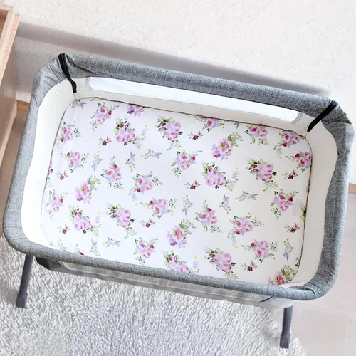 Vista 6 de Sábanas de moisés para niñas, paquete de 4 (33 x 20 pulgadas), compatibles con AirClub, Mika Micky, Baby Delight, Dream On Me, Koola Baby, AMKE