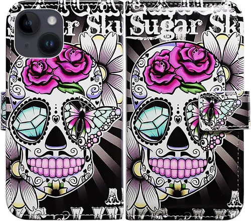 Vista 33 de Bcov Funda para iPhone 15 Plus, piel con tapa y función atril para iPhone 15 Plus, color verde pájaro negro