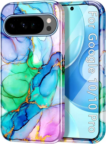Vista 29 de Btscase Funda para Google Pixel 9 Pro 2024 [grado militar a prueba de golpes] elegante patrón de mármol delgado protector 3 capas de policarbonato