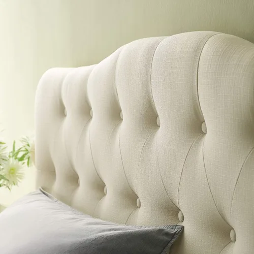 Vista 7 de Modway Annabel Cabecera Matrimonial de Lino con Botones Capitonados Tapizada en Marfil