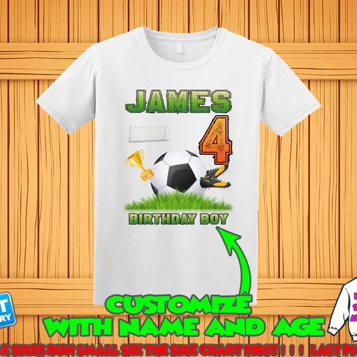 Vista 4 de Camiseta de cumpleaños de fútbol, camiseta personalizada de fútbol, camiseta de fútbol personalizada, camisas familiares de fútbol, camiseta