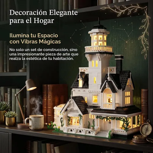 Vista 8 de Magic Owens House Building Set for Adults with LED Lights Black&white