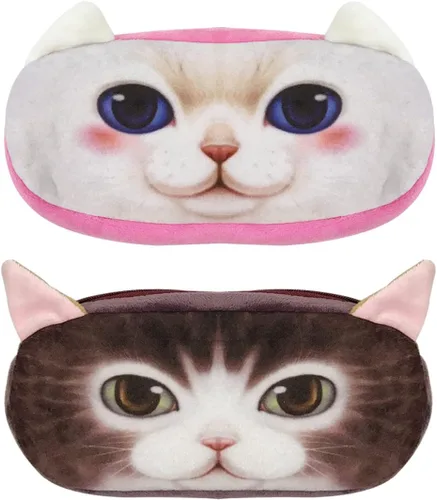 Vista 7 de Wrapables Estuche de lápices con cremallera de cara de perro y gato (juego de 2)