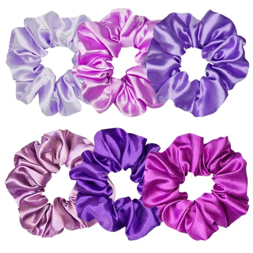 Vista 5 de 6 coleteros de seda satinada – Ligas suaves para el cabello, bandas para el cabello de moda, lazos, pulseras elásticas y soportes para cola