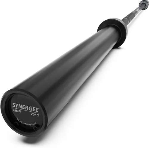Vista 10 de Synergee Games Barras olímpicas recubiertas de cerámica de 15 kg y 20 kg en color. Estimadas en 1500 libras para levantamiento de pesas y potencia.