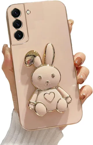 Vista 22 de Funda con soporte de conejo de corazón para Samsung Galaxy A10, cubierta protectora de TPU suave galvanizada a prueba de golpes con bonito soporte