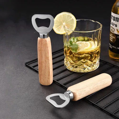 Vista 4 de 10 abridores de madera personalizados, abridor de mano de madera personalizado, abridor de botellas de acero inoxidable de madera de camarero
