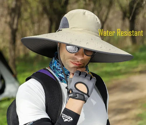 Vista 3 de Leotruny Sombreros de ala ancha para hombre UPF50+ sombrero impermeable transpirable para pesca, senderismo, camping