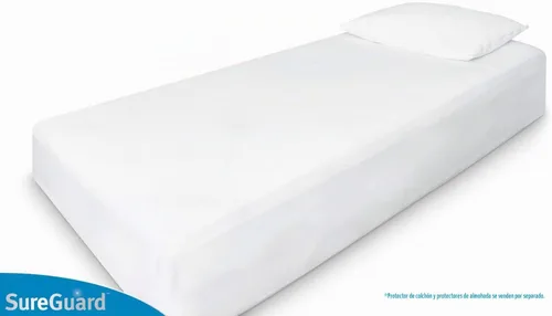 Vista 5 de Protector de colchón de SureGuard, 100% impermeable, hipoalergénico, de algodón de primera calidad, gemelo, Blanco