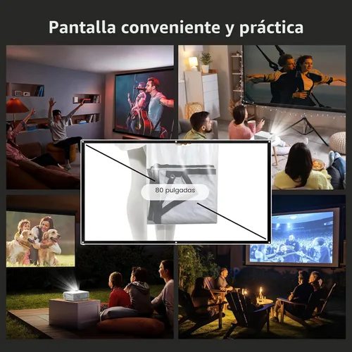 Vista 2 de Proyector Mini 1080P con Pantalla, Proyector de Cine en Casa Portátil con Bluetooth Bidireccional, Entrada HDMI/USB para Smartphone/TV Stick, Ideal