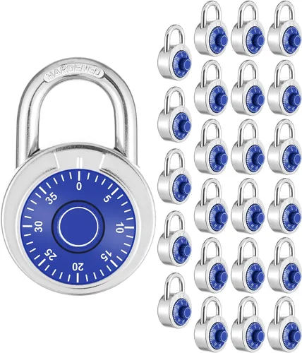 Vista 11 de Candado combinado, esfera azul de 1.969 in, 1 paquete Esfera fija con diferentes combinaciones, para gimnasio y casillero, escuela, caja