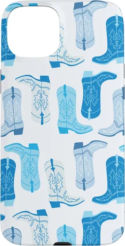 Vista 9 de Cowboy Boot Illustration Preppy Western Pastel Blue and Cyan Case for iPhone 17