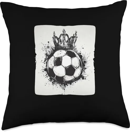 Vista 4 de Funny Crowned Soccer Ball Costume for Boys and Girls Throw Pillow