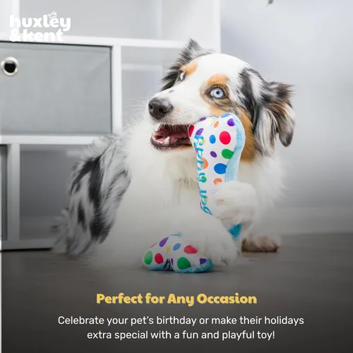 Vista 8 de Huxley & Kent Divertido juguete para perros con chirriante – Juguetes chirriantes de felpa para perros pequeños, medianos y grandes – Animal