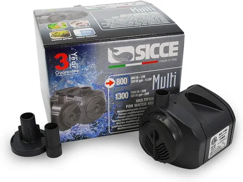 Vista 2 de Sicce Bomba de agua sumergible Multi Quiet 800 de 220 GPH de flujo ajustable para acuarios, estanques, jardín acuático e hidroponía