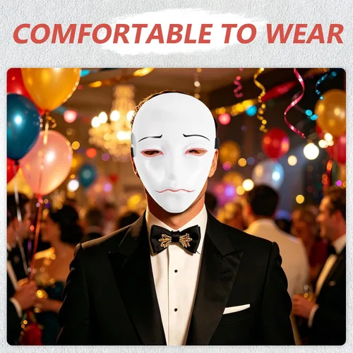Vista 5 de Costume Mask Pvc Material White Full Face for Adults with Soft Inner Lining and Comfortable Fit for Role Playing and Themed Parties