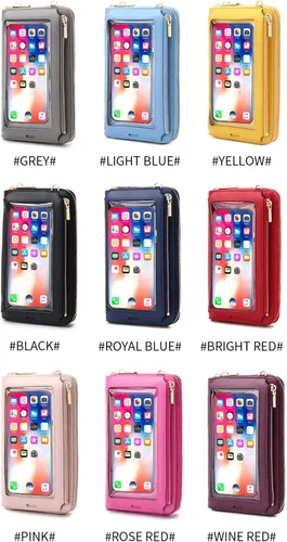 Vista 8 de Bolsa pequeña para teléfono con pantalla táctil con bloqueo RFID, bolso bandolera para mujer