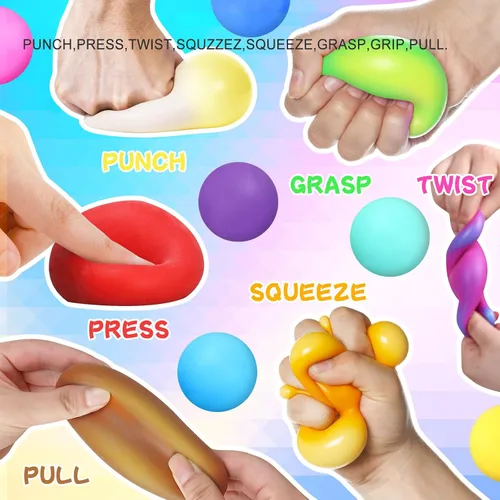 Vista 9 de 40 Bolas Antiestrés - Bolas Antiestrés Blandas a Granel - Juguetes de Caja del Tesoro - Premios Fidget a Granel - Bolas Sensoriales - Bolas