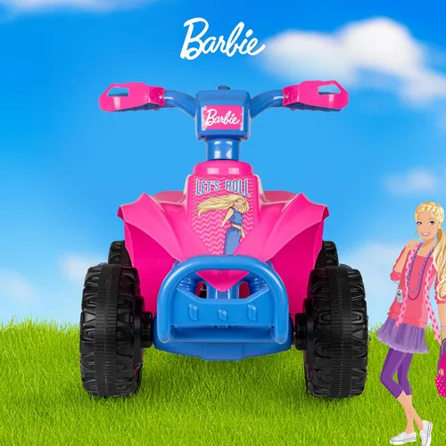 Vista 5 de Barbie - Cuadriciclo 6V para niños, juguete de montar potente y seguro con batería recargable, conducción hacia adelante y hacia atrás, capacidad