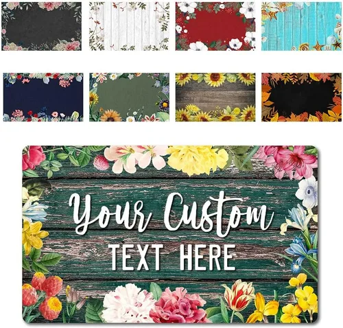 Vista 9 de Tapetes para puerta – Tapete vintage personalizado de bienvenida para el hogar, nombre de familia, perfil bajo, tapete personalizado para puerta