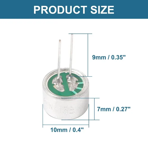 Vista 2 de uxcell 8 unids cilíndrico electret condensador micrófono Pickup 85dB a través del agujero mini electret condensador micrófono con 2 pines