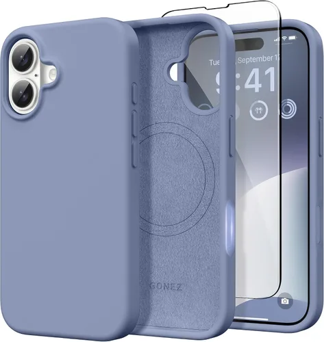 Vista 132 de GONEZ Funda magnética para iPhone 14, compatible con Magsafe, con protector de pantalla + protector de cámara, forro de microfibra antiarañazos